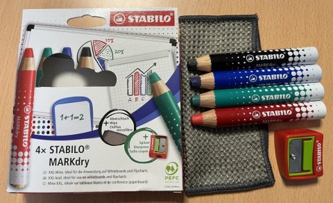 CRAYONS STABILO MARKDRY SPECIAL TABLEAU BLANC EN VENTE CHEZ MAXI FOLIO A AMBERT 