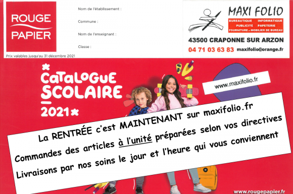 MAXI FOLIO vente de fournitures scolaires, préparation et livraison pour les écoles maternelles et primaires, les collèges à Craponne-sur-Arzon, La Chaise-Dieu, Ambert