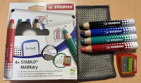 CRAYONS STABILO MARKDRY SPECIAL TABLEAU BLANC EN VENTE CHEZ MAXI FOLIO A AMBERT 