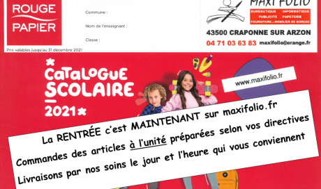 MAXI FOLIO vente de fournitures scolaires, préparation et livraison pour les écoles maternelles et primaires, pour les collèges à Craponne-sur-Arzon, La Chaise-Dieu, Ambert