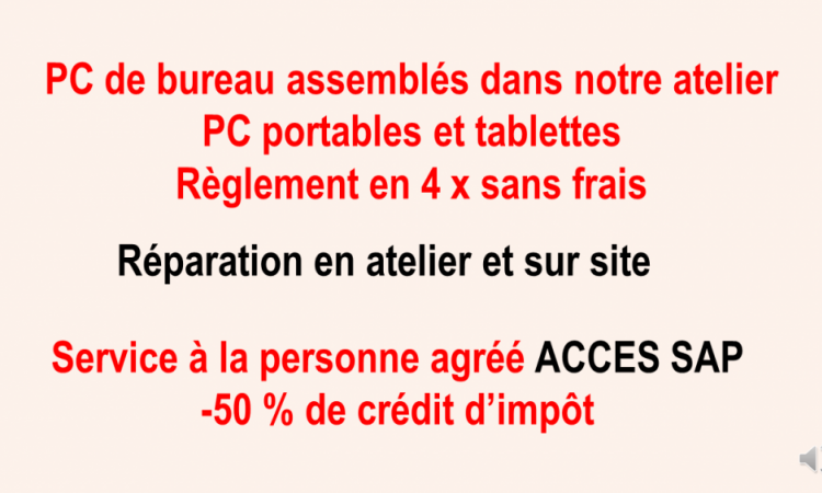 Professionnel pour la vente de matériel informatique : ordinateurs tout en un, portables, de bureau, tablettes, claviers, souris, Craponne-sur-Arzon