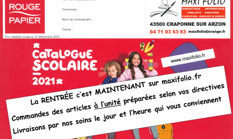 MAXI FOLIO vente de fournitures scolaires, préparation et livraison pour les écoles maternelles et primaires, pour les Collèges à Craponne-sur-Arzon, La Chaise-Dieu et Ambert